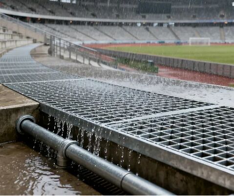 Grelha de aço galvanizado para serviço pesado com espaçamento de barra de apoio de 15/20/30mm para plataformas de passarela