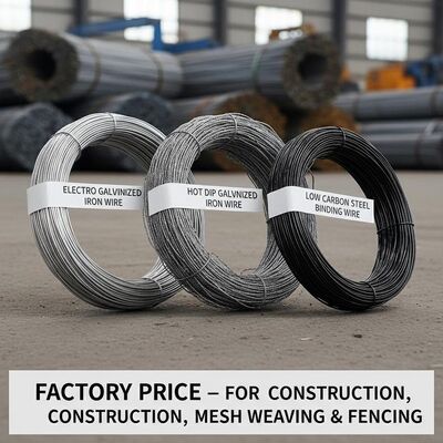 Fios de ferro galvanizados a quente DIP com revestimento de zinco de 50-150 μm para construção e cercas feitos de aço com baixo teor de carbono