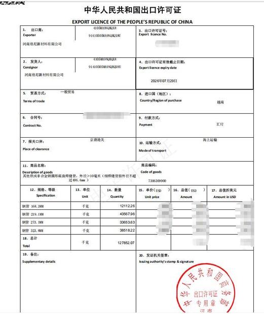 China Gnee Steel (tianjin) Co., Ltd Certificações
